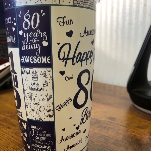 Double Wall Insulated Tumbler, 80th Birthday - Picture 6 of 12